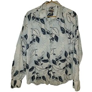 RARE VINTAGE ONO BRAND Blue/White FLORAL ALOHA SHIRT SZ XL
